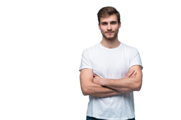 Handsome young guy posing in studio - isolated on transparent