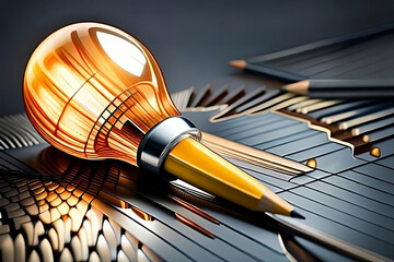 light bulb on a wooden background. AI Generated