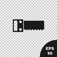 Black Hand saw icon isolated on transparent background. Vector