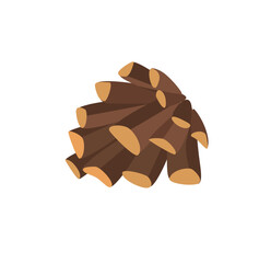Concept Winter Christmas botany cone. The illustration is a flat, vector, and cartoon-style design of a winter cone on a white background. Vector illustration.