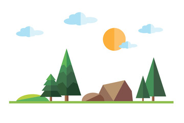 Autumn landscape. Vector illustration. Banner with autumn forest in a flat style.