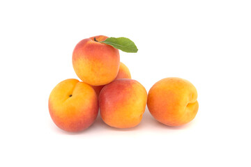 Fresh apricots fruits isolated on white background