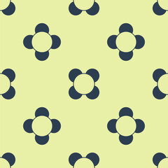 Naklejka na ściany i meble Blue Molecule icon isolated seamless pattern on yellow background. Structure of molecules in chemistry, science teachers innovative educational poster. Vector