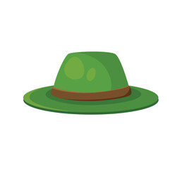 Concept Camping traveler hat. This illustration depicts a flat, vector design of a green hat for camping. Vector illustration.