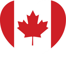A Canada Canadian flag in the shape of a heart design concept illustration