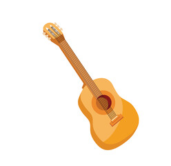 Concept Camping guitar. This illustration features a guitar for camping, depicted in a flat, vector style with a cartoon design. Vector illustration.