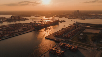 Aerial shot of the Port  Generative AI