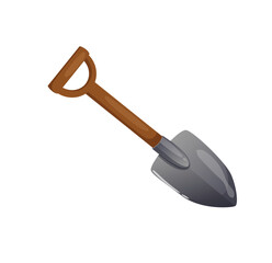 Concept Camping shovel digging tool. This illustration is a flat vector design of a camping shovel on a white background. Vector illustration.
