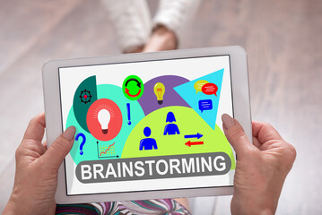 Brainstorming concept on a tablet