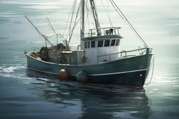 Sea fishing boat. Generate Ai