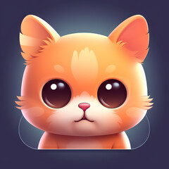 Cute kitten - ios style icon - Generative AI, AI generated