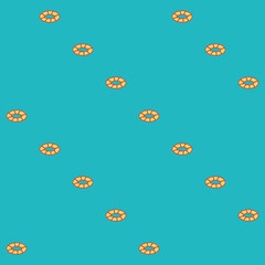 A cute orange and blue seamless pattern of the lifebuoy with a background in Beach Concept Summer Theme, illustration