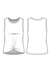 Women's Active Tank Top Sleeveless technical drawing / flat sketch /CAD / ADOBE Illustrator vector digital download