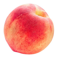 Yellow and Pink Peach fruit with leaf isolated on white background, Fresh White Peach on White PNG File.