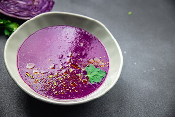cream soup red cabbage healthy meal food snack on the table copy space food background rustic top view keto or paleo diet veggie vegan or vegetarian food