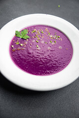 cream soup red cabbage healthy meal food snack on the table copy space food background rustic top view keto or paleo diet veggie vegan or vegetarian food