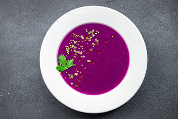 cream soup red cabbage healthy meal food snack on the table copy space food background rustic top view keto or paleo diet veggie vegan or vegetarian food
