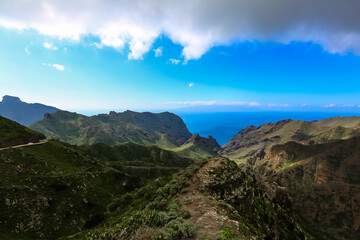 Amazing sunset landscape view to famous Maska canyon on Tenerife island Spain