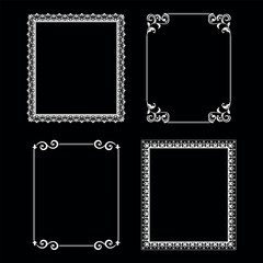 Set of decorative frames Elegant vector element for design in Eastern style, place for text. Floral black and white borders. Lace illustration for invitations and greeting cards.
