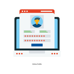 Online Profile Vector Fill outline Icons. Simple stock illustration stock