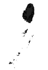 Obraz premium Black Saint Vincent and the Grenadines map, Caribbean island country. Detailed map with administrative border, coastline, cities and roads.