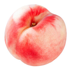 Yellow and Pink Peach fruit with leaf isolated on white background, Fresh White Peach on White PNG File.