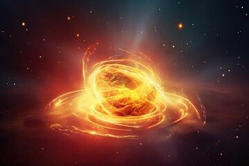 Obraz premium Burning gravitational star. Generate Ai