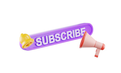 3d rendering Subscribe icon, subscribe to channel, blog.