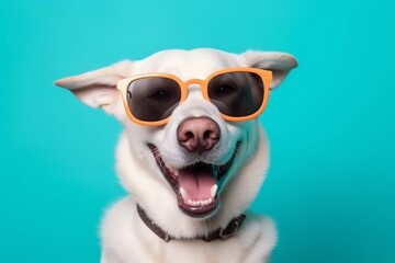 dog portrait pet fun animal background smile isolated funny sunglasses cute. Generative AI.