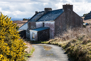 Abandoned property or house on Arranmore island, Republic of Ireland, County Donegal. Countryside...