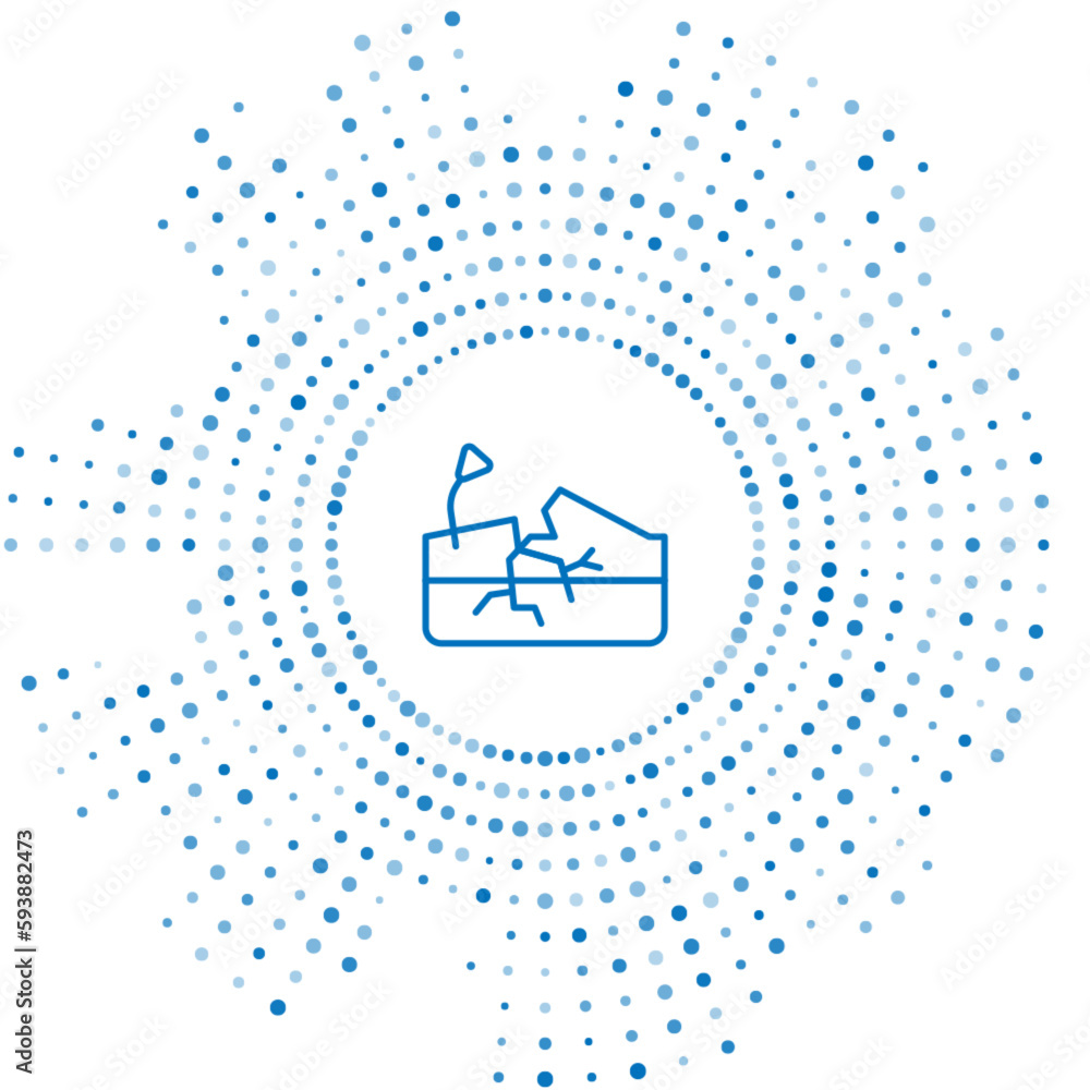 Poster blue line earthquake icon isolated on white background. abstract circle random dots. vector