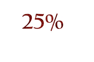 25% percentage rate icon on a white background