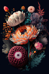 Obraz na płótnie Canvas Abstact flowers wallpaper. AI