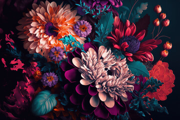 Beautiful floral wallpaper. AI