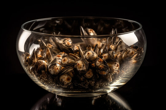 gooseneck barnacles in a glass bowl