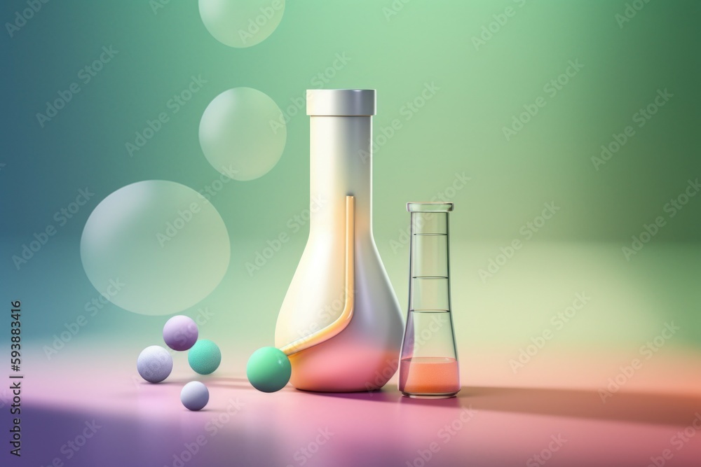 Poster flask and test tube 3d. generate ai