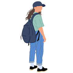 Casual style teenager female, good for graphic design resources.