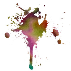 Naklejka na ściany i meble Rainbow Watercolor Splash Paint Stain Background Circle, Abstract Grunge Paper Texture