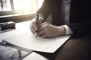 man document lawyer signature business hand group businessman professional contract office. Generative AI.