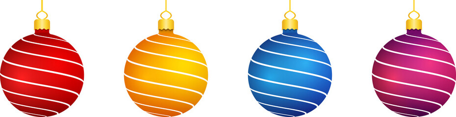 Four striped Christmas balls