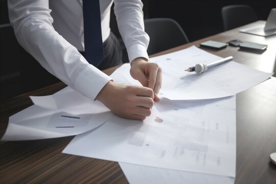 man signature hand business group desk office lawyer contract businessman document. Generative AI.