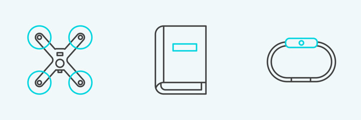 Set line Smartwatch, Drone flying and User manual icon. Vector