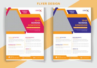Modern school admission flyer design template