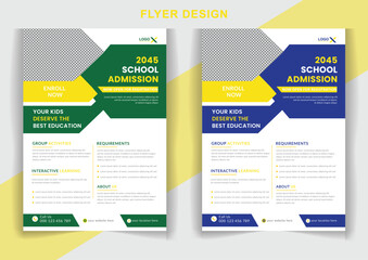 Modern Education Admission Flyer Design back to school Layout template