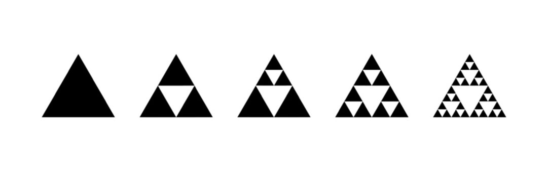 Sierpinski triangle. Fractal geometric icon. Vector symbol