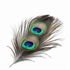 Obraz premium Peacock feather on white background