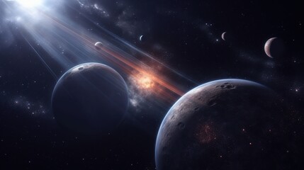 Fototapeta na wymiar space background. planets and stars in space. generative ai