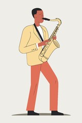 man playing saxophone instrument created with Generative AI technology