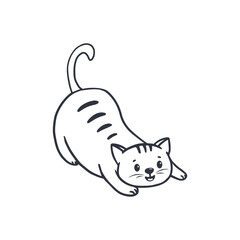 Cute cartoon cat. Doodle cat. Coloring. 