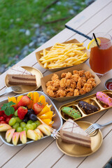 Abundant picnic food on the table